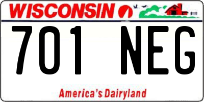 WI license plate 701NEG