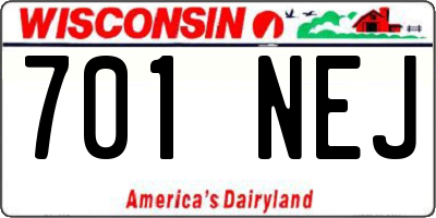 WI license plate 701NEJ