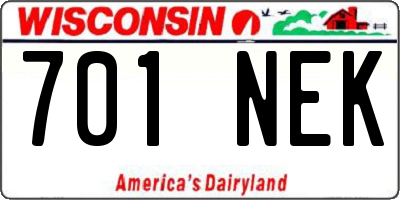 WI license plate 701NEK