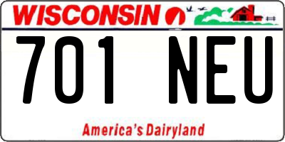 WI license plate 701NEU