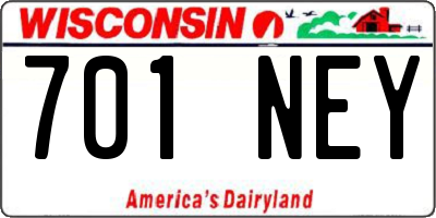 WI license plate 701NEY