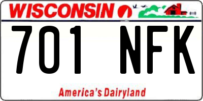 WI license plate 701NFK