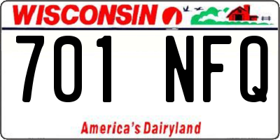 WI license plate 701NFQ