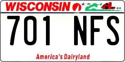 WI license plate 701NFS