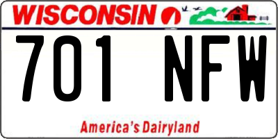 WI license plate 701NFW