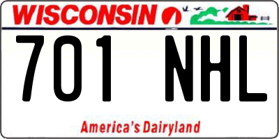 WI license plate 701NHL