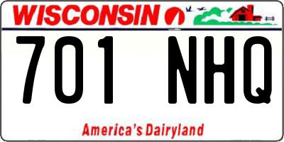 WI license plate 701NHQ