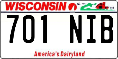 WI license plate 701NIB