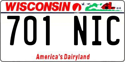 WI license plate 701NIC