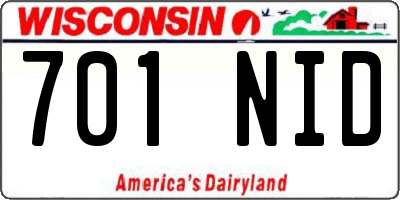 WI license plate 701NID
