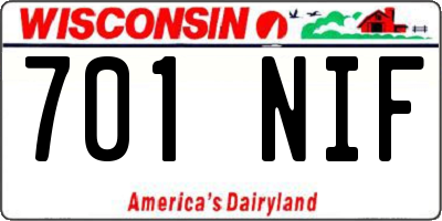 WI license plate 701NIF