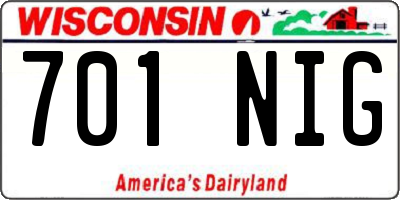 WI license plate 701NIG