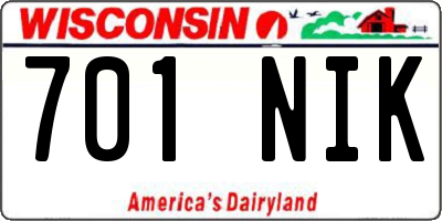 WI license plate 701NIK
