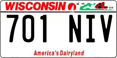 WI license plate 701NIV