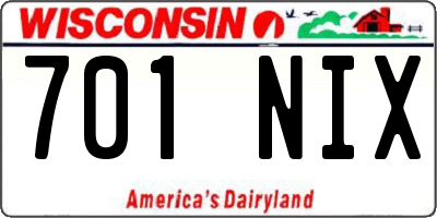 WI license plate 701NIX