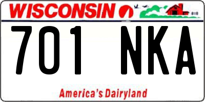 WI license plate 701NKA