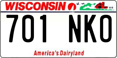 WI license plate 701NKO
