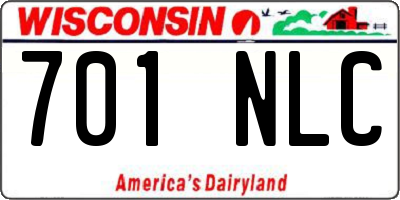 WI license plate 701NLC