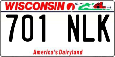 WI license plate 701NLK