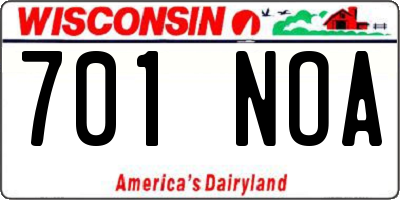 WI license plate 701NOA