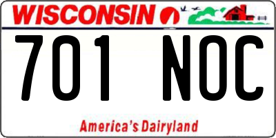 WI license plate 701NOC