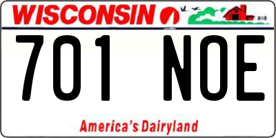 WI license plate 701NOE