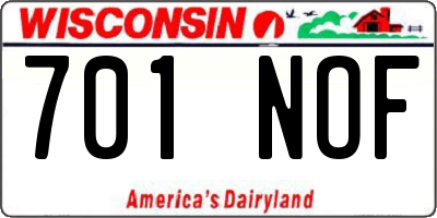 WI license plate 701NOF