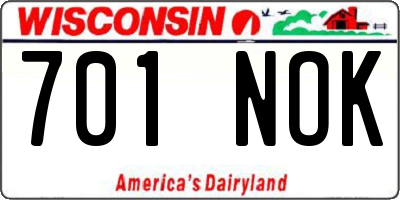 WI license plate 701NOK