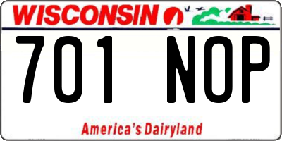 WI license plate 701NOP