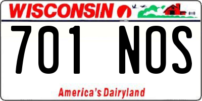 WI license plate 701NOS