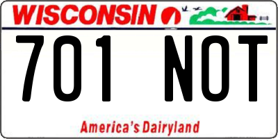 WI license plate 701NOT