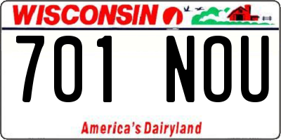 WI license plate 701NOU