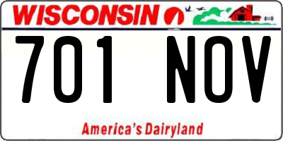 WI license plate 701NOV