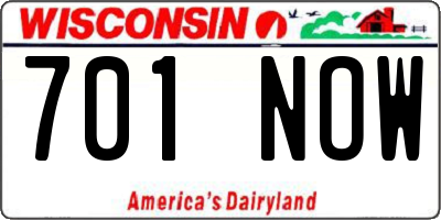 WI license plate 701NOW