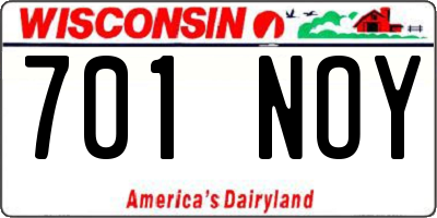 WI license plate 701NOY
