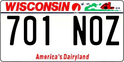 WI license plate 701NOZ