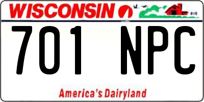 WI license plate 701NPC