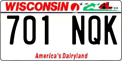 WI license plate 701NQK