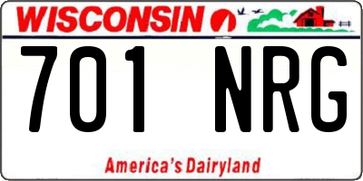 WI license plate 701NRG
