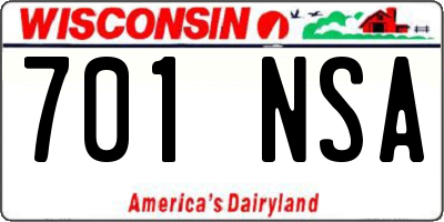 WI license plate 701NSA