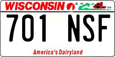 WI license plate 701NSF