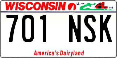 WI license plate 701NSK