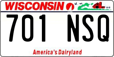 WI license plate 701NSQ