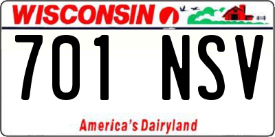 WI license plate 701NSV
