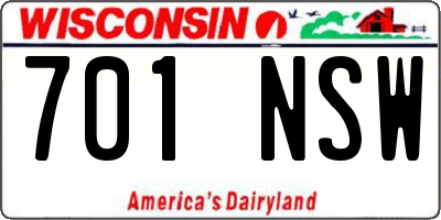 WI license plate 701NSW