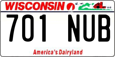 WI license plate 701NUB