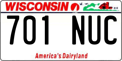 WI license plate 701NUC