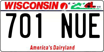 WI license plate 701NUE