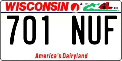 WI license plate 701NUF