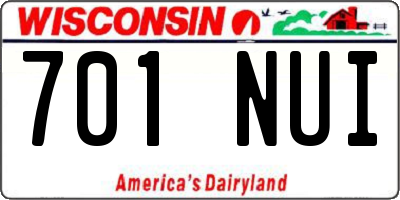 WI license plate 701NUI